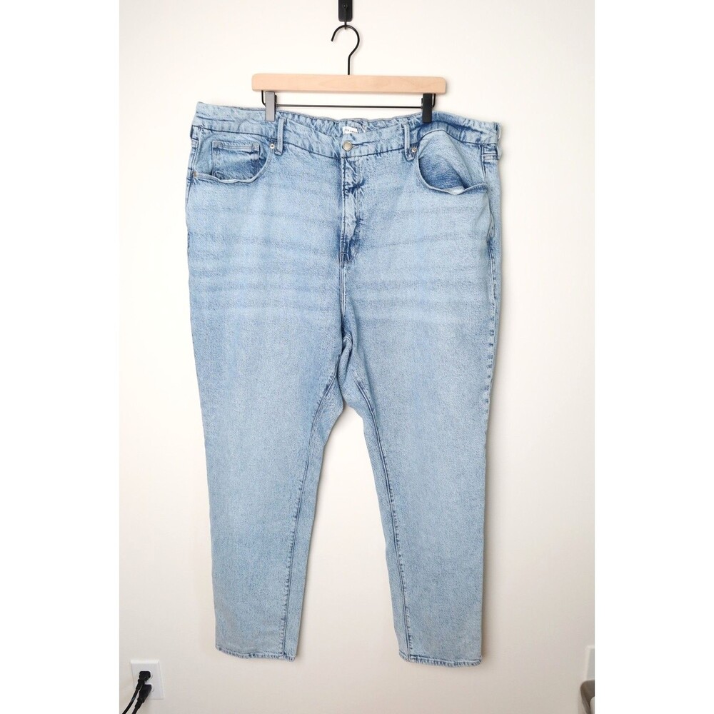 Good American Good Classic High Rise Blue Slim Fit Straight Jeans Plus Size 24